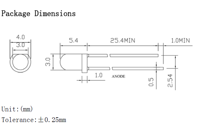 3mm orange led diode lights